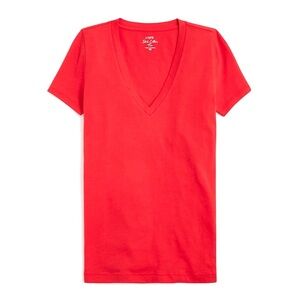J. Crew Vintage Slub Cotton V-neck Tee in Red